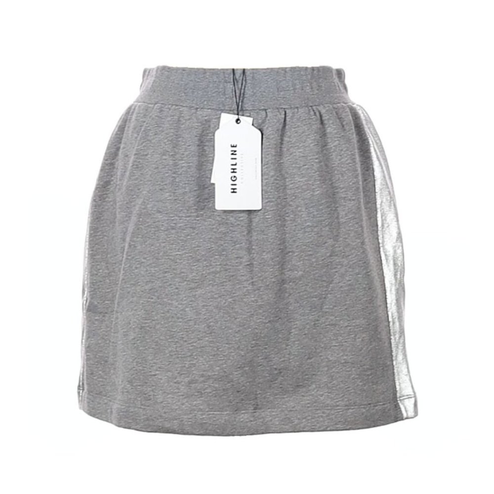 Highline Collective Metallic Silver Stripe Fleece Mini Skirt